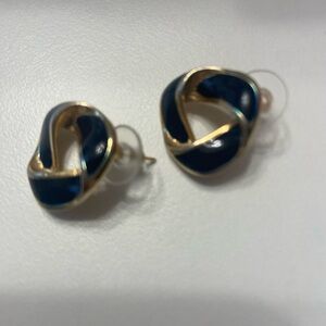 Jewel and Gold Toned Twisted Earrings